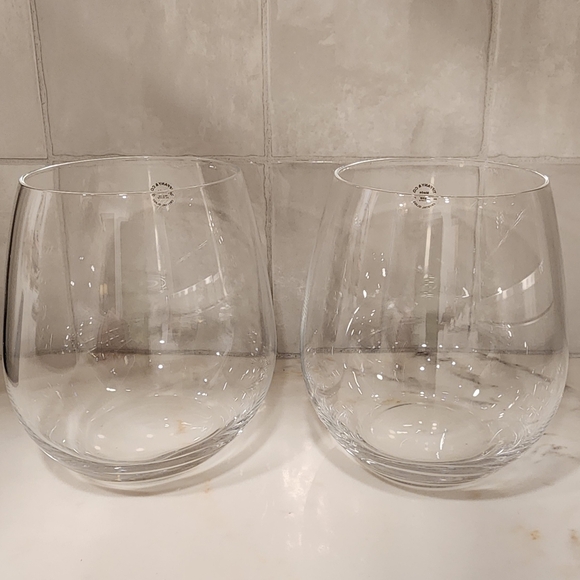 TIFFANY STEMLESS RED WINE GLASSES NIB SET OF 2 - Picture 3 of 6